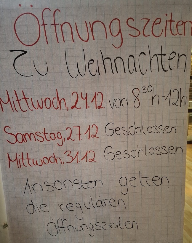 Öffnungszeiten Weihnachten
